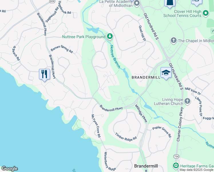 map of restaurants, bars, coffee shops, grocery stores, and more near 29 Muirfield Green Lane in Midlothian