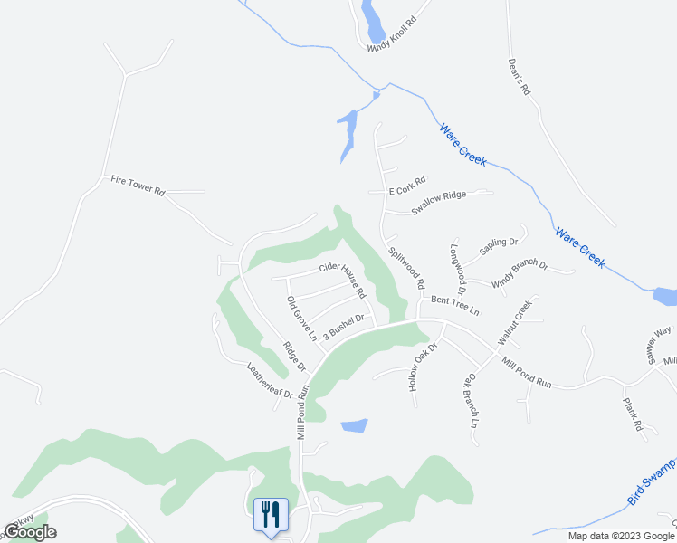 map of restaurants, bars, coffee shops, grocery stores, and more near 3067 Cider House Road in Toano