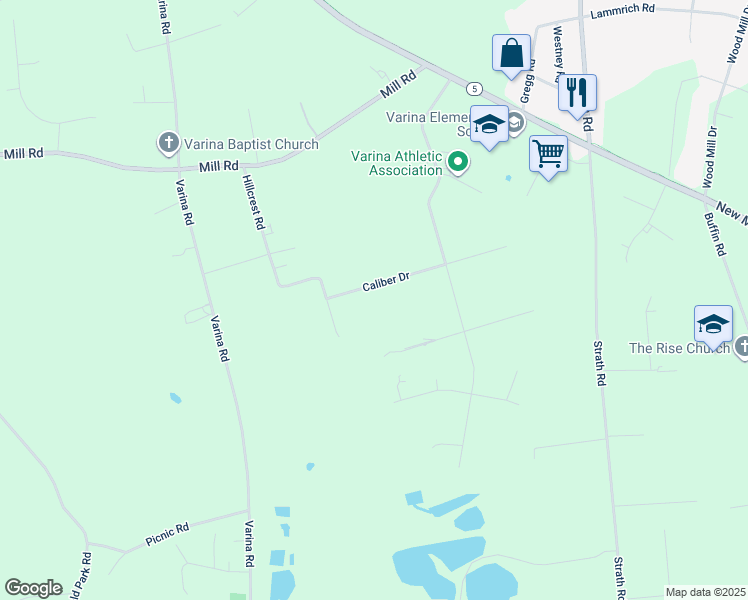 map of restaurants, bars, coffee shops, grocery stores, and more near 2331 Caliber Drive in Richmond