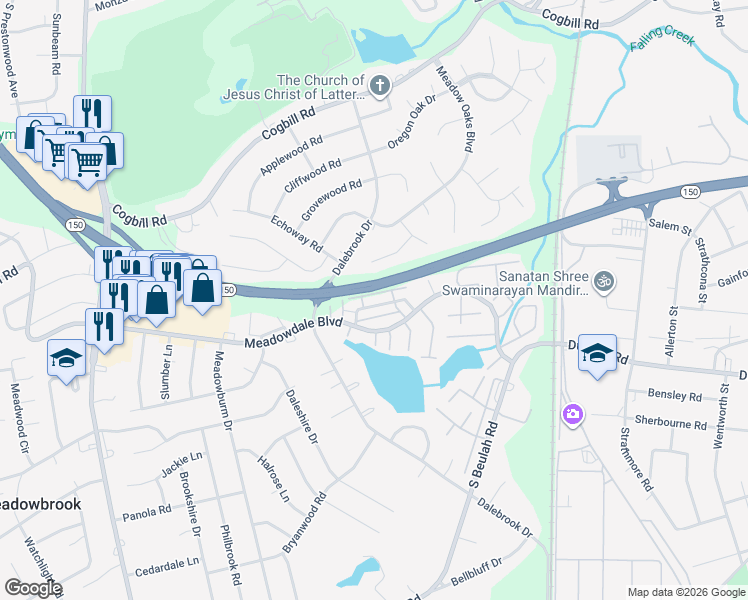 map of restaurants, bars, coffee shops, grocery stores, and more near 3635 Luckylee Crescent in Richmond