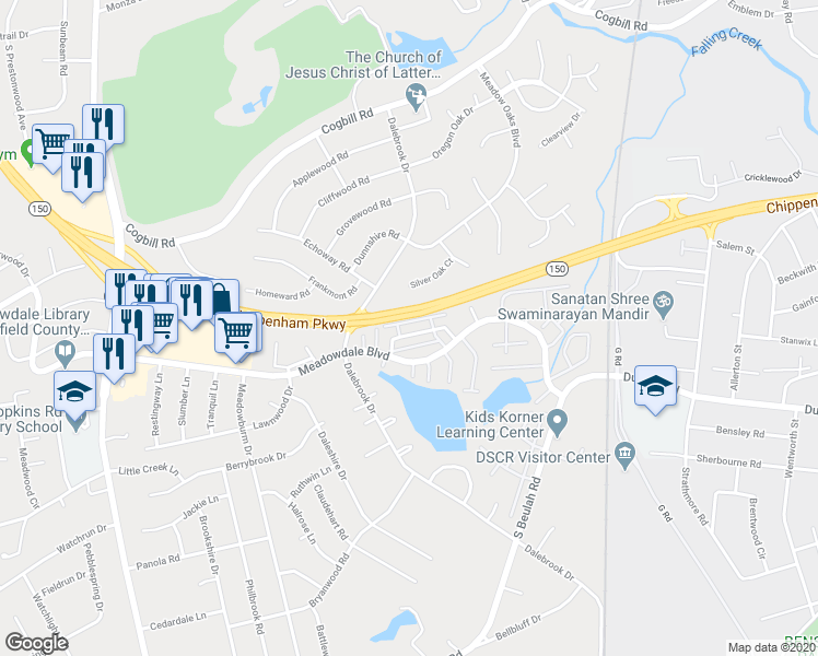 map of restaurants, bars, coffee shops, grocery stores, and more near 3620 Luckylee Crescent in Richmond