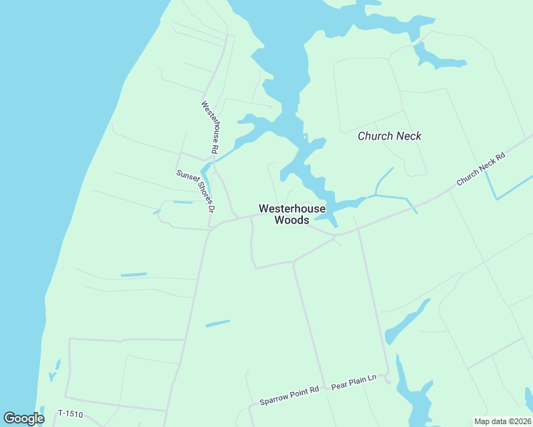 map of restaurants, bars, coffee shops, grocery stores, and more near 10657 Church Neck Road in Machipongo