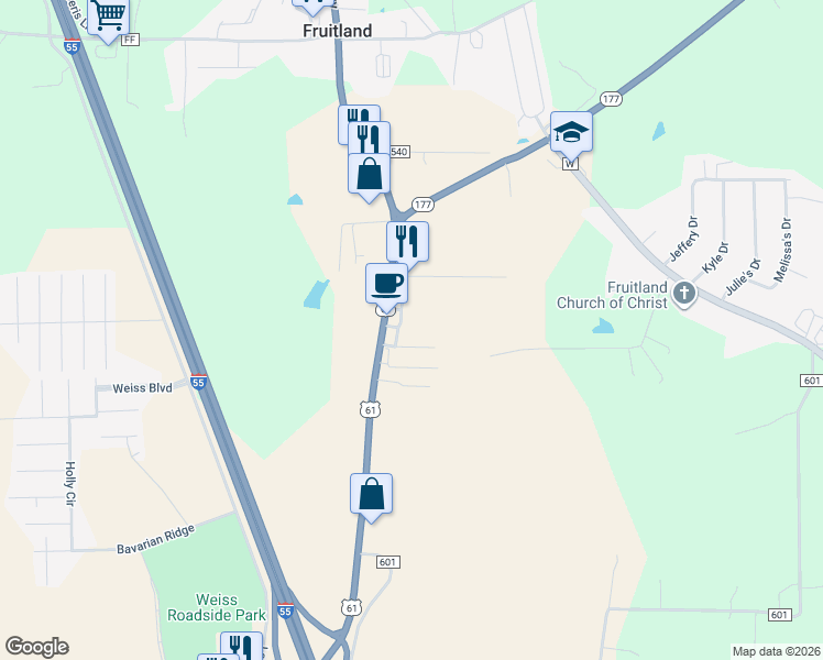 map of restaurants, bars, coffee shops, grocery stores, and more near 101-189 Cochise Lane in Jackson