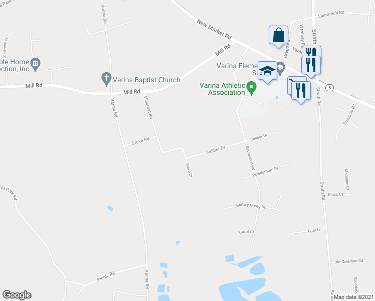 map of restaurants, bars, coffee shops, grocery stores, and more near 2300 Caliber Drive in Henrico