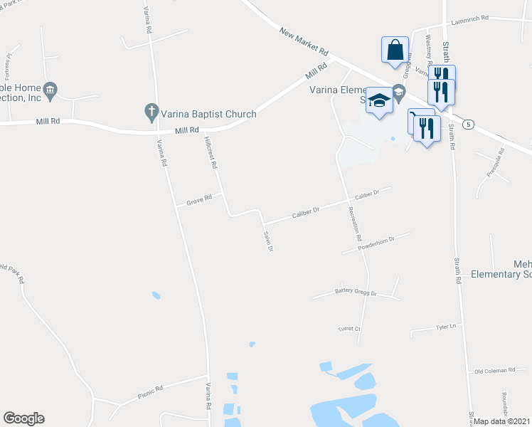 map of restaurants, bars, coffee shops, grocery stores, and more near 2300 Caliber Drive in Henrico