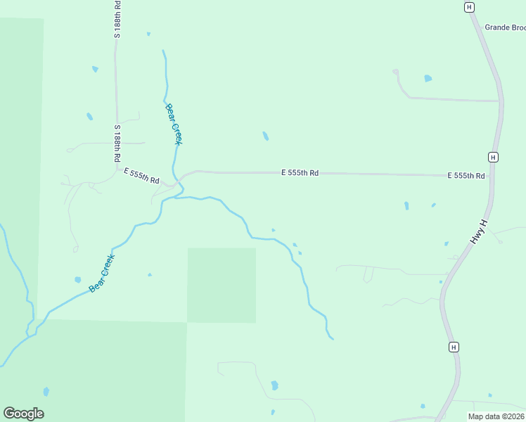 map of restaurants, bars, coffee shops, grocery stores, and more near 1926 East 555th Road in Pleasant Hope