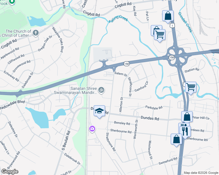 map of restaurants, bars, coffee shops, grocery stores, and more near 6151 Strathmore Road in Richmond