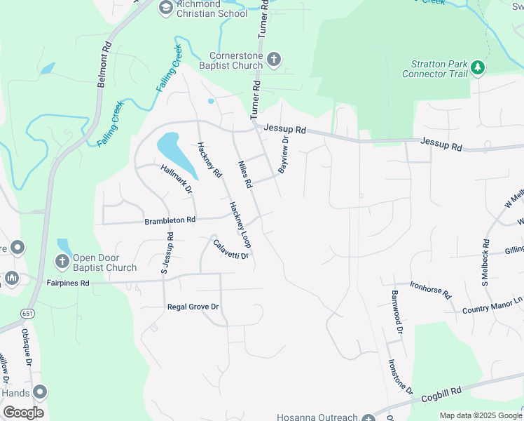 map of restaurants, bars, coffee shops, grocery stores, and more near 6018 Moonlight Drive in Richmond