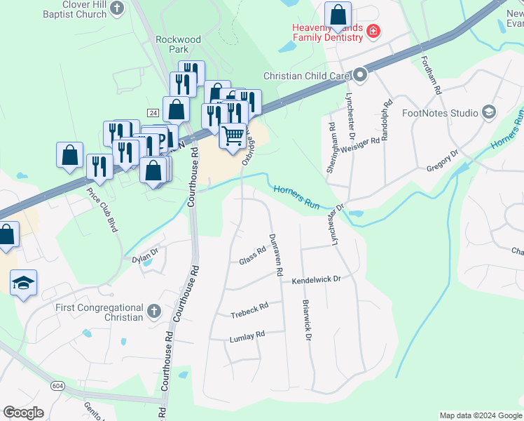map of restaurants, bars, coffee shops, grocery stores, and more near 3830 Dunraven Road in Richmond