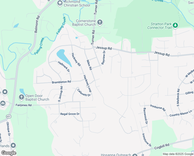 map of restaurants, bars, coffee shops, grocery stores, and more near 6018 Moonlight Drive in Richmond