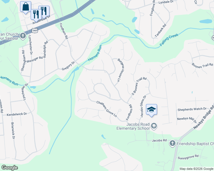 map of restaurants, bars, coffee shops, grocery stores, and more near 4340 Rabbit Foot Ln in Richmond