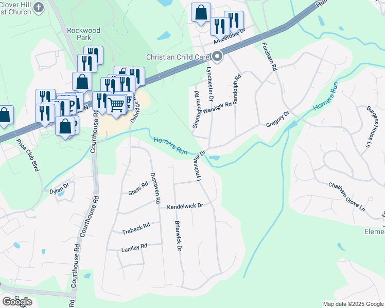 map of restaurants, bars, coffee shops, grocery stores, and more near 4210 Lynchester Drive in Richmond