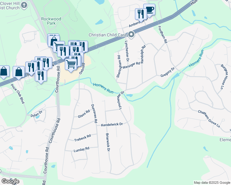 map of restaurants, bars, coffee shops, grocery stores, and more near 4210 Lynchester Drive in Richmond