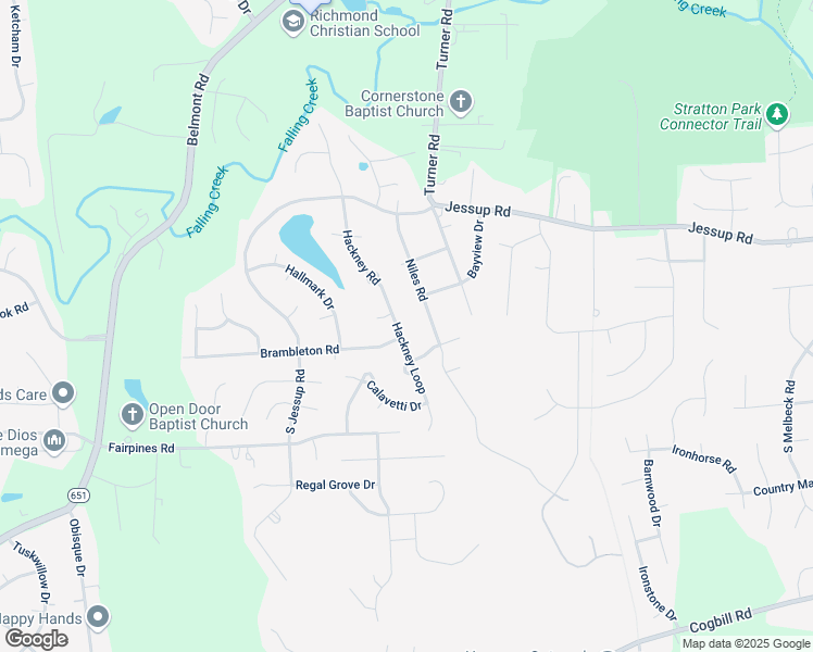 map of restaurants, bars, coffee shops, grocery stores, and more near 5225 Hackney Road in Richmond