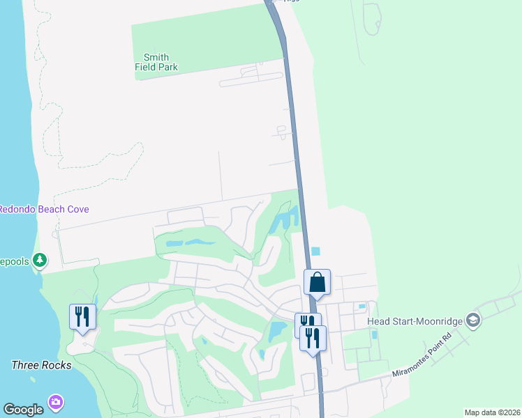 map of restaurants, bars, coffee shops, grocery stores, and more near 2121 Saint Andrews Road in Half Moon Bay