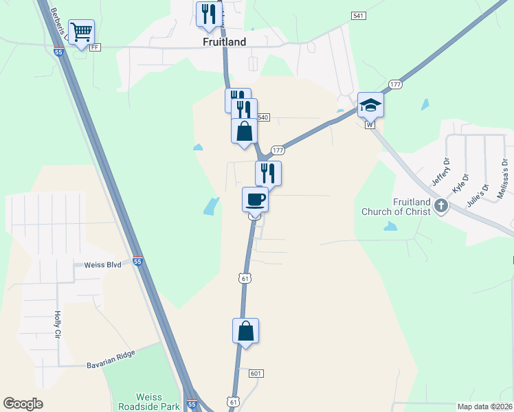 map of restaurants, bars, coffee shops, grocery stores, and more near 101 Cochise Lane in Jackson