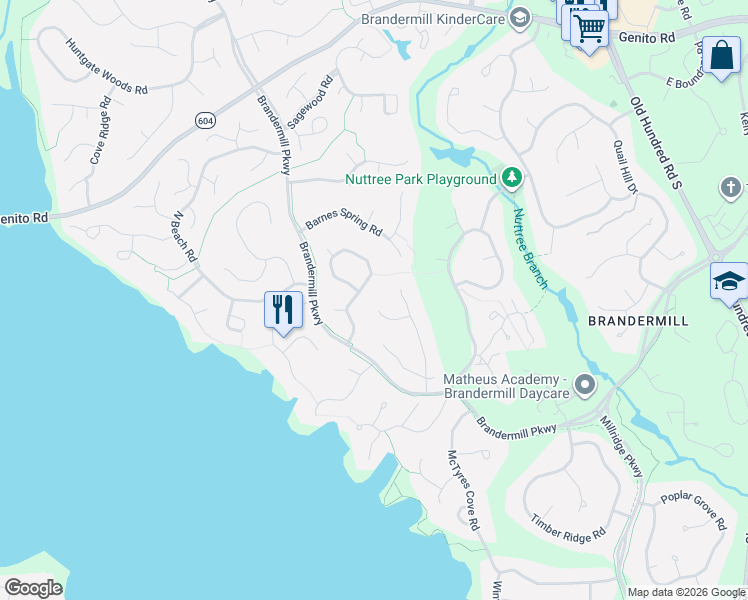 map of restaurants, bars, coffee shops, grocery stores, and more near 13909 Stoney Ridge Court in Midlothian