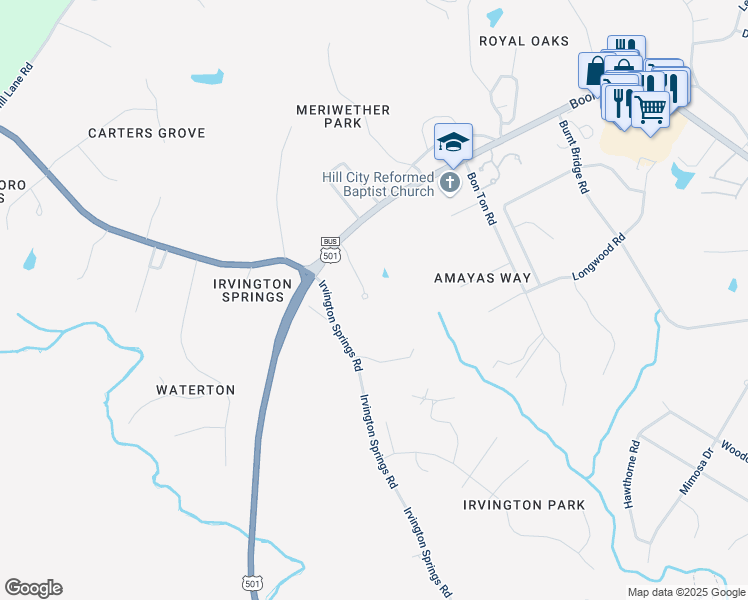 map of restaurants, bars, coffee shops, grocery stores, and more near 149 Craftsman Way in Lynchburg