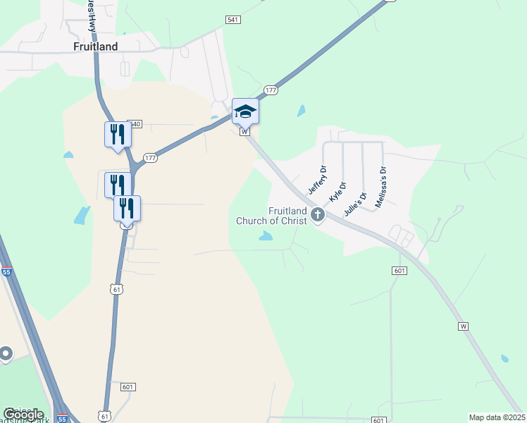 map of restaurants, bars, coffee shops, grocery stores, and more near 202 Eli Drive in Jackson
