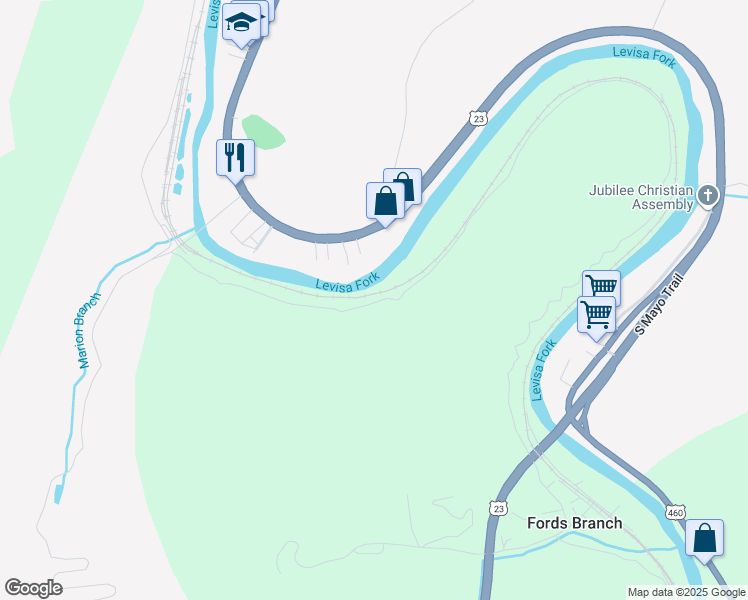 map of restaurants, bars, coffee shops, grocery stores, and more near 123 Star Lane in Pikeville