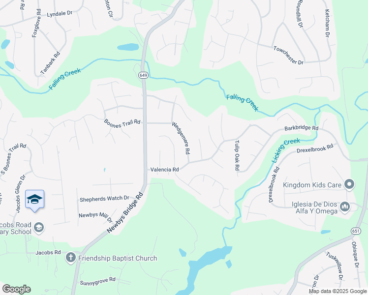 map of restaurants, bars, coffee shops, grocery stores, and more near 4860 Wedgemere Road in Chesterfield
