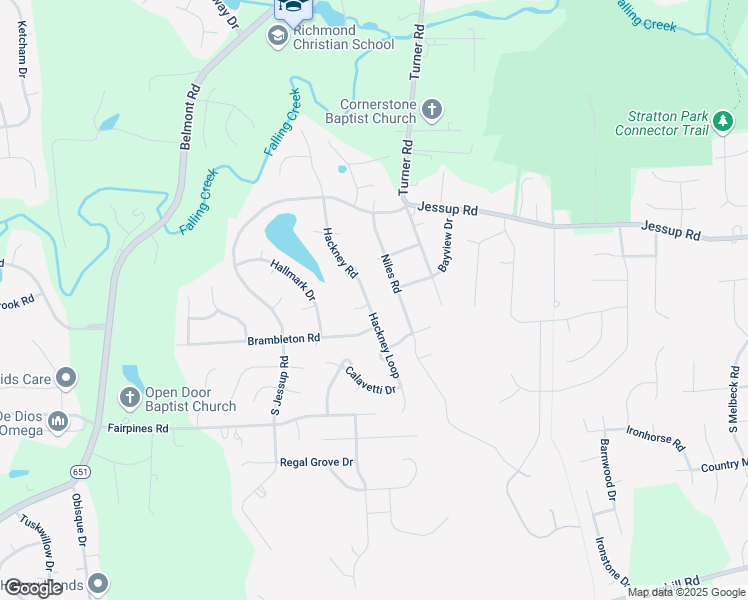 map of restaurants, bars, coffee shops, grocery stores, and more near 5201 Hackney Road in Richmond