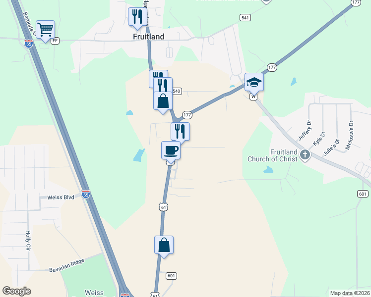 map of restaurants, bars, coffee shops, grocery stores, and more near 101-317 Chiricahua Lane in Jackson
