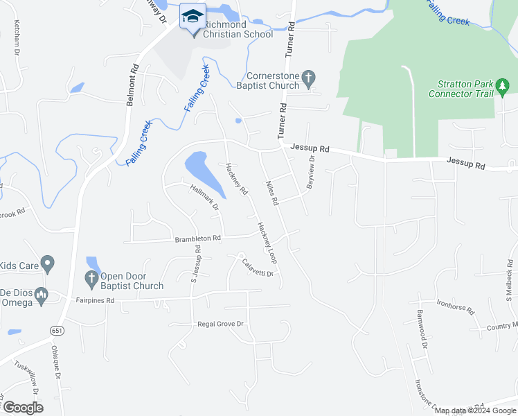 map of restaurants, bars, coffee shops, grocery stores, and more near 5177 Hackney Road in Richmond