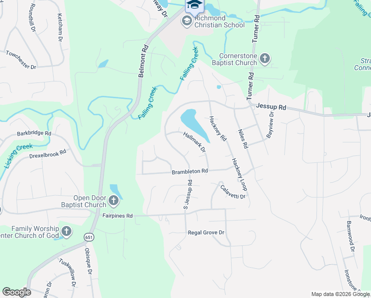 map of restaurants, bars, coffee shops, grocery stores, and more near 5206 Hallmark Drive in Richmond