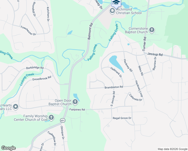 map of restaurants, bars, coffee shops, grocery stores, and more near 5100 Berryridge Terrace in Chesterfield