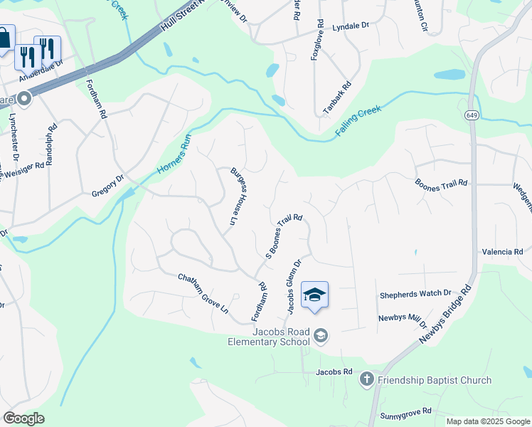 map of restaurants, bars, coffee shops, grocery stores, and more near 4200 Boonesboro Drive in Richmond