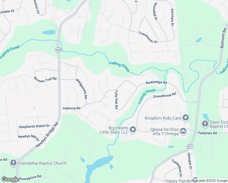 map of restaurants, bars, coffee shops, grocery stores, and more near 4900 Tulip Oak Road in Chesterfield