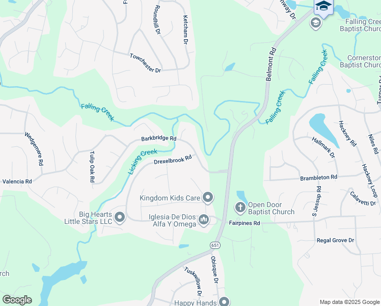 map of restaurants, bars, coffee shops, grocery stores, and more near 7201 Barkbridge Road in Chesterfield