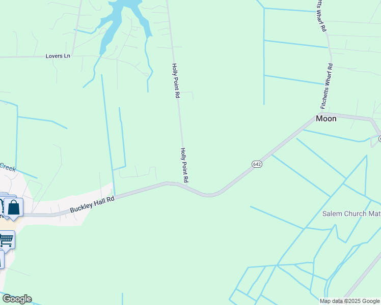 map of restaurants, bars, coffee shops, grocery stores, and more near 160 Holly Point Road in Mathews
