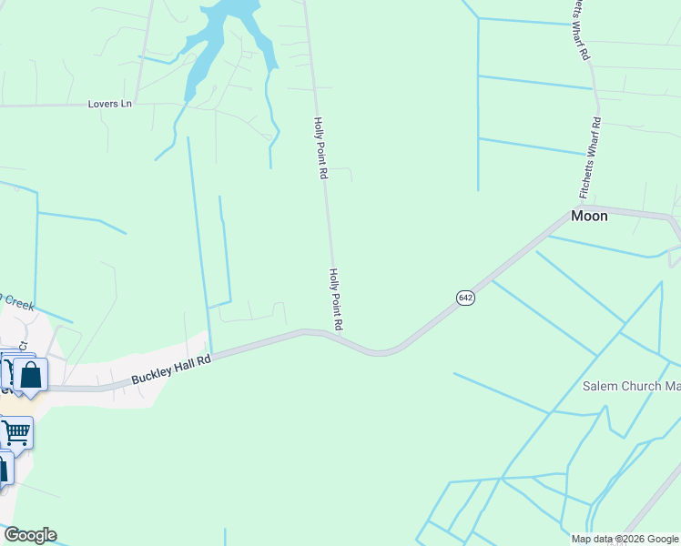 map of restaurants, bars, coffee shops, grocery stores, and more near Holly Point Road in Mathews