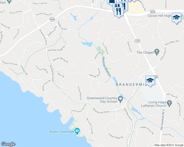 map of restaurants, bars, coffee shops, grocery stores, and more near 3205 Nuttree Woods Drive in Midlothian