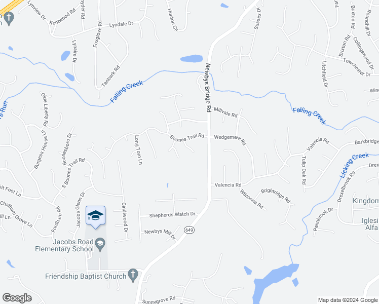 map of restaurants, bars, coffee shops, grocery stores, and more near 4724 Stirrup Circle in Chesterfield