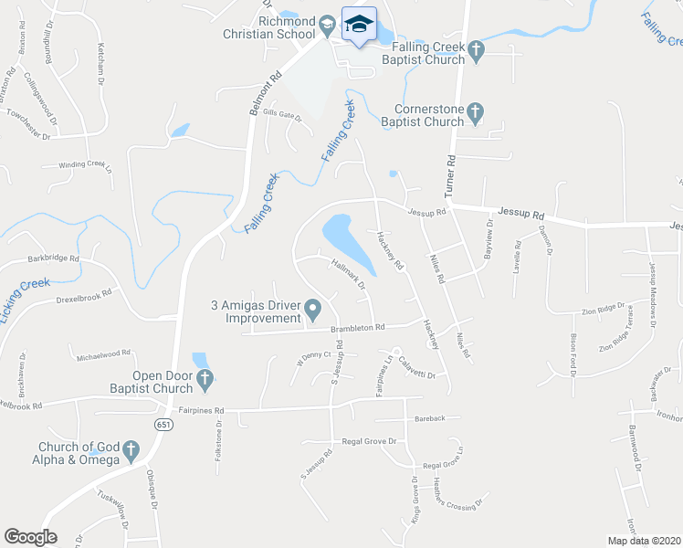 map of restaurants, bars, coffee shops, grocery stores, and more near 5206 Hallmark Drive in Richmond