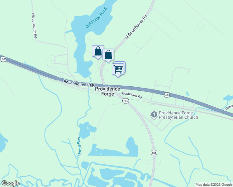 map of restaurants, bars, coffee shops, grocery stores, and more near 8221 South Courthouse Road in Providence Forge