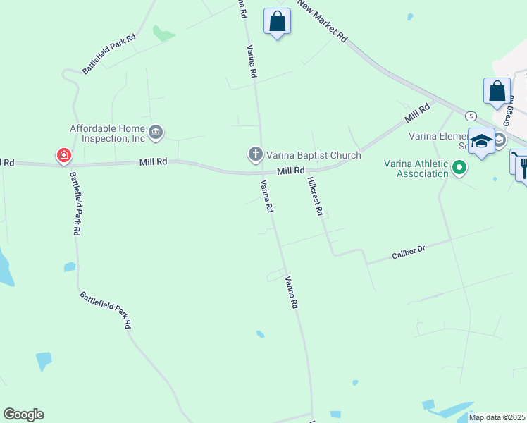 map of restaurants, bars, coffee shops, grocery stores, and more near 8156 Varina Road in Henrico