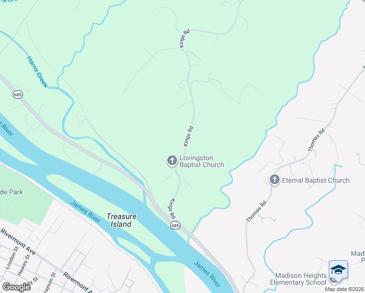 map of restaurants, bars, coffee shops, grocery stores, and more near 664 Kings Road in Madison Heights
