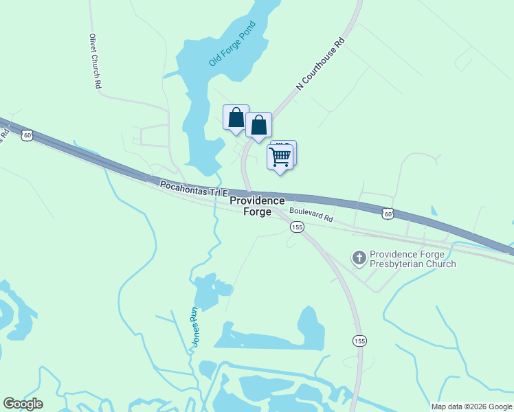 map of restaurants, bars, coffee shops, grocery stores, and more near in Providence Forge