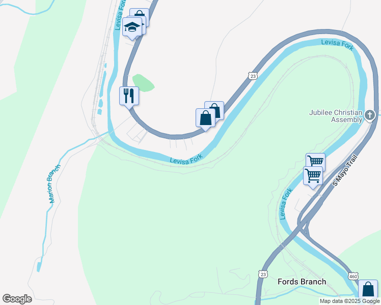 map of restaurants, bars, coffee shops, grocery stores, and more near 123 Star Lane in Pikeville