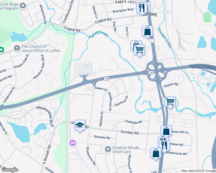 map of restaurants, bars, coffee shops, grocery stores, and more near 6012 Allerton Street in Richmond