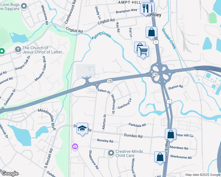 map of restaurants, bars, coffee shops, grocery stores, and more near 6012 Allerton Street in Richmond