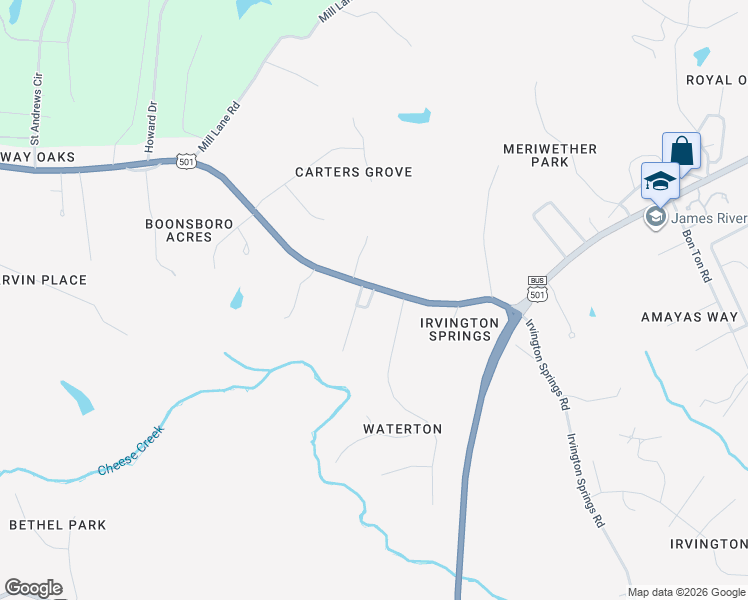 map of restaurants, bars, coffee shops, grocery stores, and more near 5131 Boonsboro Road in Lynchburg