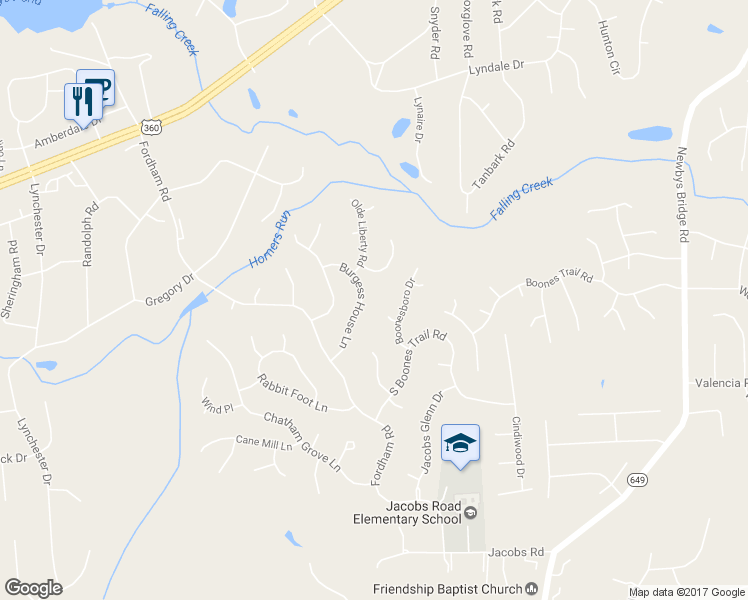 map of restaurants, bars, coffee shops, grocery stores, and more near 4413 Burgess House Lane in Richmond