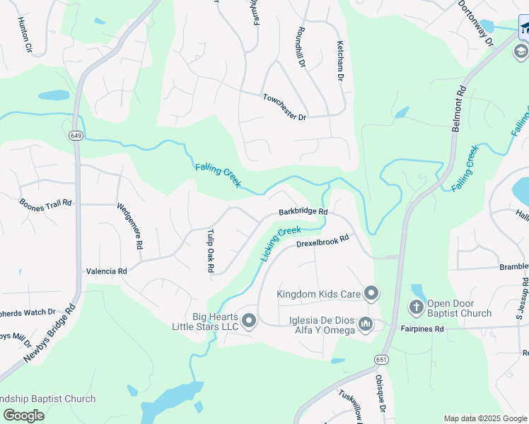 map of restaurants, bars, coffee shops, grocery stores, and more near 7430 Barkbridge Road in Chesterfield
