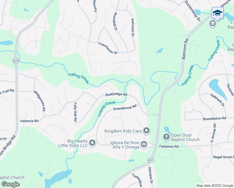 map of restaurants, bars, coffee shops, grocery stores, and more near 7317 Barkbridge Road in Chesterfield