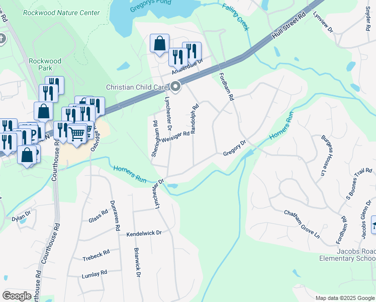 map of restaurants, bars, coffee shops, grocery stores, and more near 4212 Randolph Road in Richmond